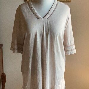 Elegant Cream V-Neck Women's Top